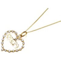 9ct Gold Cubic Zirconia Mum Heart Pendant And Chain - R6904
