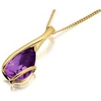 9ct Gold Amethyst Teardrop Pendant And Chain - R8220