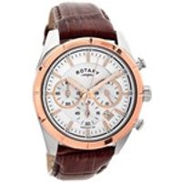 Rotary GS00291/06 Two Tone Chronograph Brown Leather Strap Watch - W1316