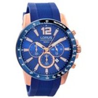 Lorus RT392EX9 Rose Gold Plated Chronograph Blue Silicon Strap Watch - W1612