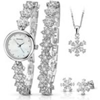 Sekonda 2087G Snowflake Watch, Bracelet, Pendant And Earrings Gift Set - W3315