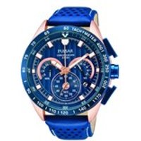 Pulsar PU2082X1 Rose Gold Plated Blue Leather Strap Watch - W4231