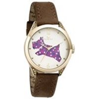Radely RY2180 Gold Plated Dog Brown Leather Strap Watch - W5052