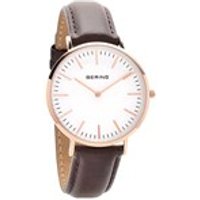 Bering 13738-564 Rose Gold Plated Brown Leather Strap Watch - W7430