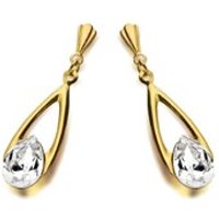 9ct Gold Crystal Teardrop Andralok Drop Earrings - 26mm Drop - G4060