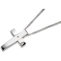 Fred Bennett Silver Diamond Set Cross And Chain - EXCLUSIVE - A3759
