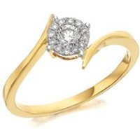 9ct Gold Diamond Twist Cluster Ring - 1/4ct - D6003-L
