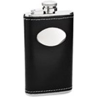 4oz Stainless Steel And Black Leather Captive Top Hip Flask - A3317