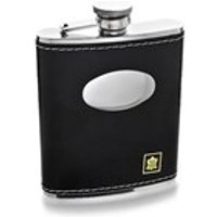 6oz Stainless Steel And Black Leather Captive Top Hip Flask - A3318