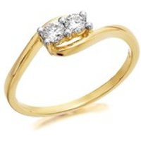 U&Me 9ct Gold Diamond Crossover Ring - 20pts - EXCLUSIVE - D6932-M