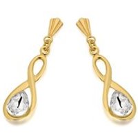 9ct Gold Crystal Andralok Drop Earrings - 24mm Drop - G4039