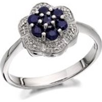 My Diamonds Silver Diamond And Sapphire Cluster Ring - D9930-N