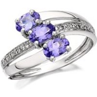9ct White Gold Tanzanite And Diamond Crossover Ring - EXCLUSIVE - D6804-S