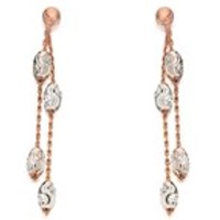 Briolette Silver And Rose Plated Diamond Cut Drop Earrings - J7719