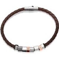 Fred Bennett Two Tone Rondels Brown Leather Bracelet - A3758