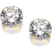 9ct Gold Cubic Zirconia Solitaire Stud Earrings - 10mm - G2793