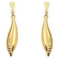 9ct Gold Diamond Cut Leaf Andralok Drop Earrings - 27mm Drop - G4003