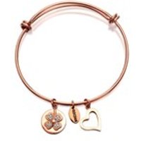 Coco88 Sense Expandable Rose Gold Plated Clover And Heart Bangle - J7602