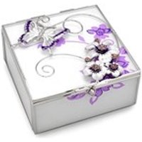 Sophia Purple Butterfly Glass Trinket Box - P6069