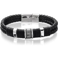 Inspirit Leather And Stainless Steel Bracelet - 8.5in - A3547