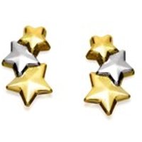 9ct Gold Two Colour Triple Star Andralok Earrings - 7mm - G3919