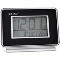 Seiko Black LCD Twin Alarm Clock - C0337