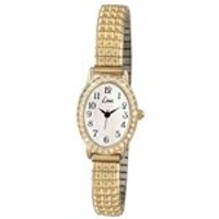 Limit 6030.01 Gold Plated Stone Set Expanding Bracelet Watch - W7772