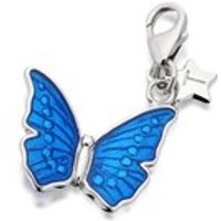Tingle SCH208 Silver Enamel Blue Butterfly Karab Clasp Charm - F8047