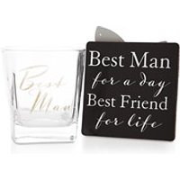 Amore Best Man Whiskey Glass And Coaster - P7199