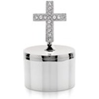 Celebrations Bless This Child Silver Plated Crystal Cross Trinket Box - P7613