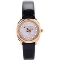 Ted Baker TE2120 Rose Gold Plated Stone Set Black Patent Leather Strap Watch - W8274