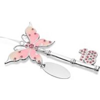 Celebrations Silver Plated Pink 18 Butterfly Key Ornament - P71100