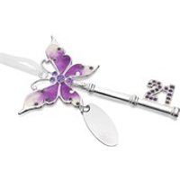 Celebrations Silver Plated Lilac 21 Butterfly Key Ornament - P71101