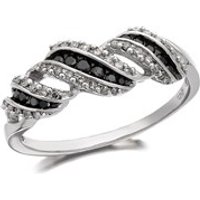 9ct White Gold Night And Day Black And White Diamond Band Ring - 1/4ct - D6367-P