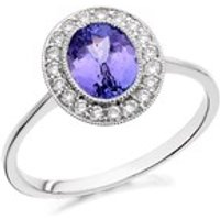 9ct White Gold Oval Tanzanite And Diamond Cluster Ring - 1/4ct - D6391-M