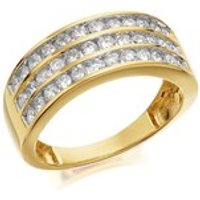 9ct Gold 1 Carat Three Row Diamond Band Ring - D9305-J