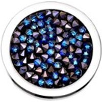 Quoins QMOK-01M-BL Crystal Rock Stainless Steel Swarovski Crystal Coin - Medium - J75114