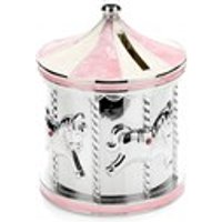 Silver Plated Pink Enamel Carousel Money Box - P7515
