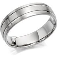 Palladium 500 Brushed Finish Banded Wedding Ring - 6mm - R1212-S