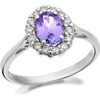 9ct White Gold Tanzanite And Diamond Cluster Ring - 1/4ct - D6380-J