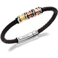 Fred Bennett Three Tone Rondels Brown Leather Bracelet - A3731