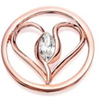 Quoins QMOK-21M-R Romantic Heart Rose Gold Plated Swarovski Crystal Coin - Medium - J75118