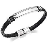 Inspirit Black Leather Stainless Steel Bracelet - A3562