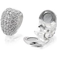 Anne Klein Silver Tone Crystal Hinged Magnetic Clip On Earrings - J7832