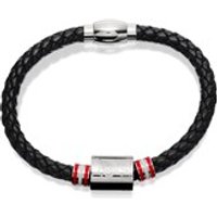 Stainless Steel And Black Leather Liverpool FC Bracelet - J2288