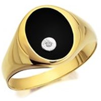 9ct Gold Onyx And Diamond Signet Ring - R3704-U