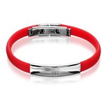 Stainless Steel And Silicon England Three Lions Crest Bracelet - J2606