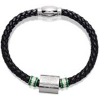 Stainless Steel And Black Leather Celtic FC Bracelet - J2913
