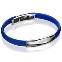 Stainless Steel And Blue Silicon Rangers FC Crest Bracelet - J2931