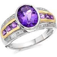 My Diamonds Silver And 9ct Gold Amethyst And Diamond Ring - D9042-Q